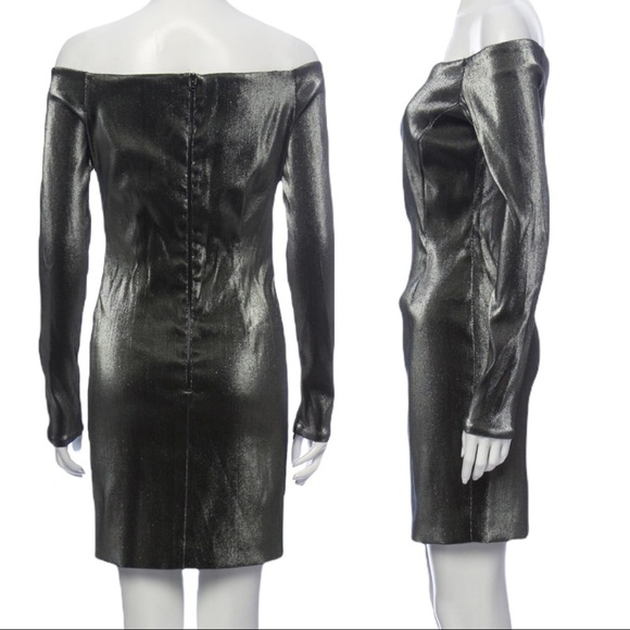 NWT Haney “Megan” Metallic Off-Shoulder Cocktail Dress Old Hollywood Glam Size 4 - Picture 7 of 15